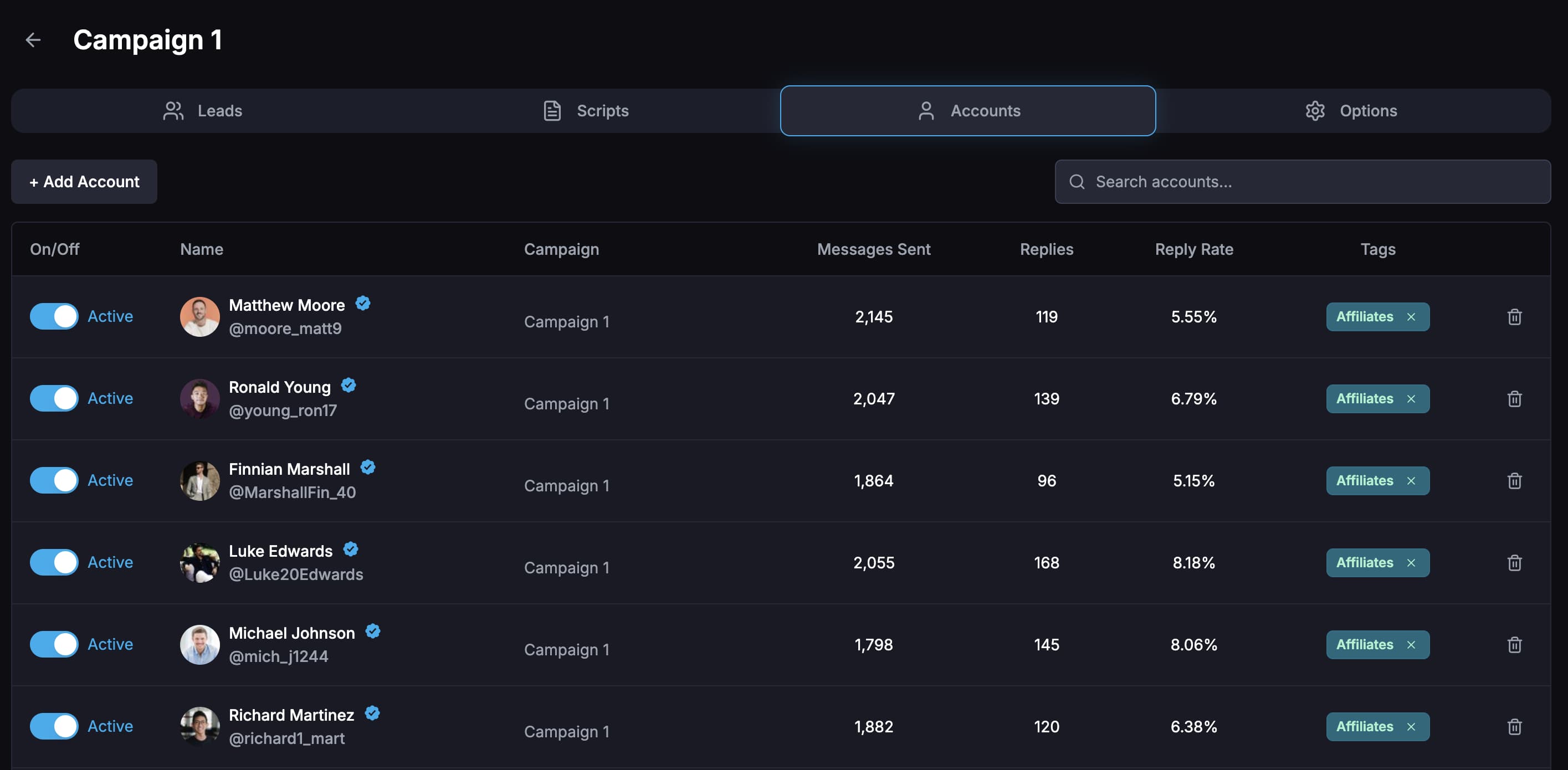 Xreacher account management